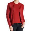 Women's Twinset Crew Neck Cardigan W/ Short Sleeve Shell - Red